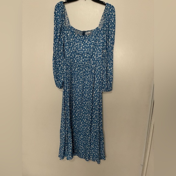 Reformation Blue Floral Puff-Sleeve Square-Neck Maxi Dress - Picture 7 of 7